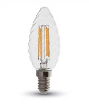 Bec LED filament 4W E14 tip lumanare twist Alb cald dimabil