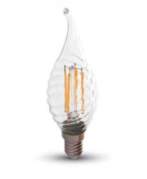 Bec LED filament 4W E14 tip lumanare flacara twist