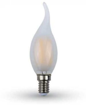 Bec LED filament 4W E14 tip lumanare flacara alb