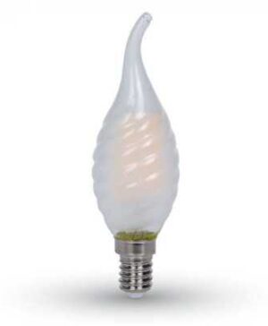 Bec LED filament 4W E14 tip lumanare flacara twist mat