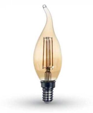 Bec LED filament 4W E14 tip lumanare flacara Amber 2200K