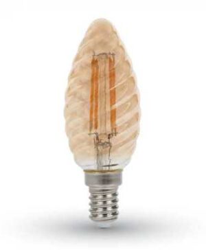 Bec LED filament 4W E14 tip lumanare twist Amber 2200K