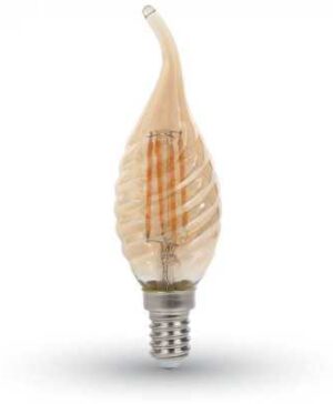 Bec LED filament 4W E14 tip lumanare flacara twist Amber 2200K