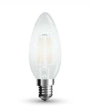 Bec LED filament 4W E14 tip lumanare mat Alb cald dimabil