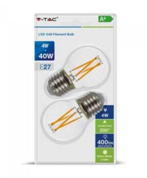 Bec LED filament incrucisat 4W E27 G45 Alb cald  - blister 2 buc