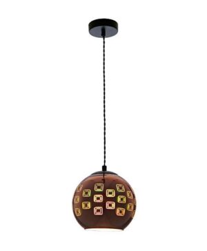 Pendul pentru bec E27 3D patrate cupru